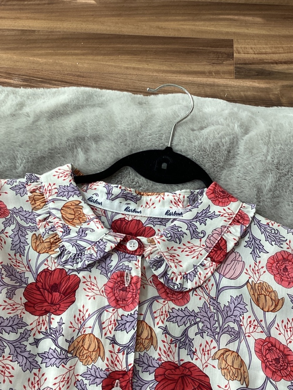 Barbour Red and Purple Floral Button-Up Shirt - Picture 11 of 12